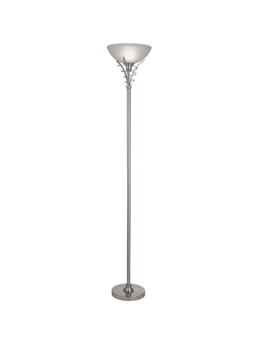 Searchlight Linea Uplighter Vloerlamp Satin Zilver & Acid Glas
