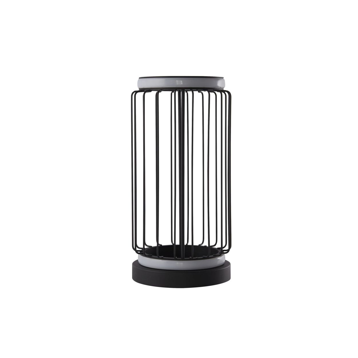 Searchlight Circolo Cage Tafellamp Zwart Metaal & Wit Silicon