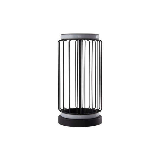 Searchlight Circolo Cage Tafellamp Zwart Metaal & Wit Silicon