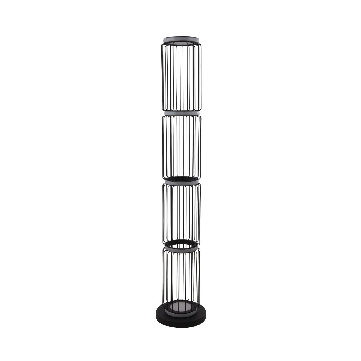 Searchlight Circolo Cage Vloerlamp Zwart Metaal & Wit Silicon
