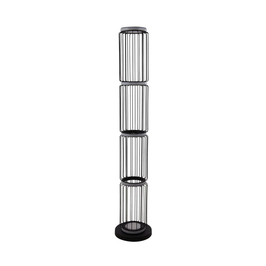Searchlight Circolo Cage Vloerlamp Zwart Metaal & Wit Silicon