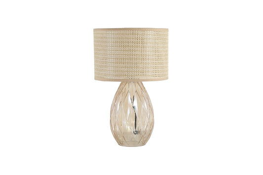 Searchlight Diane 1Lt Tafellamp, Champagne Glas with Rotan Lampenkap