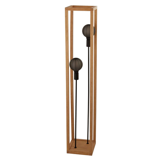 Searchlight Vierkant 2Lt Vloerlamp Naturel Hout & Zwart Metaal