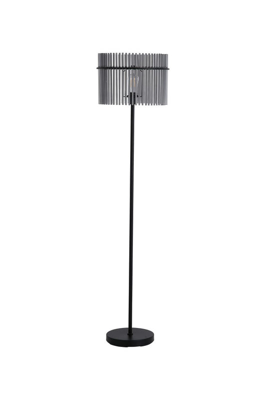 Searchlight Swizzle 1Lt Vloerlamp, Mat Zwart Metaal with Smoked Rods