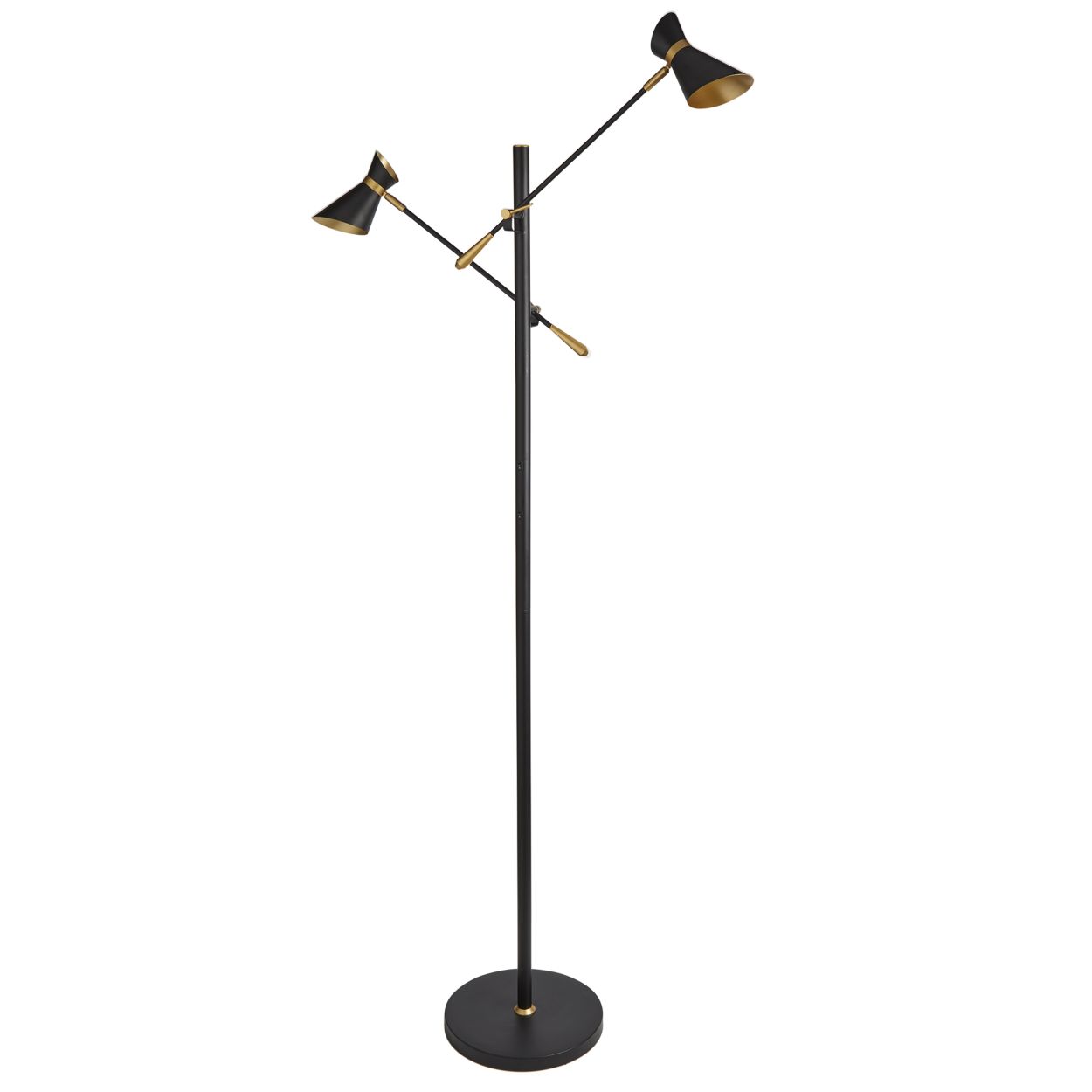Searchlight Diablo 2Lt Vloerlamp Zwart & Goud Metaal
