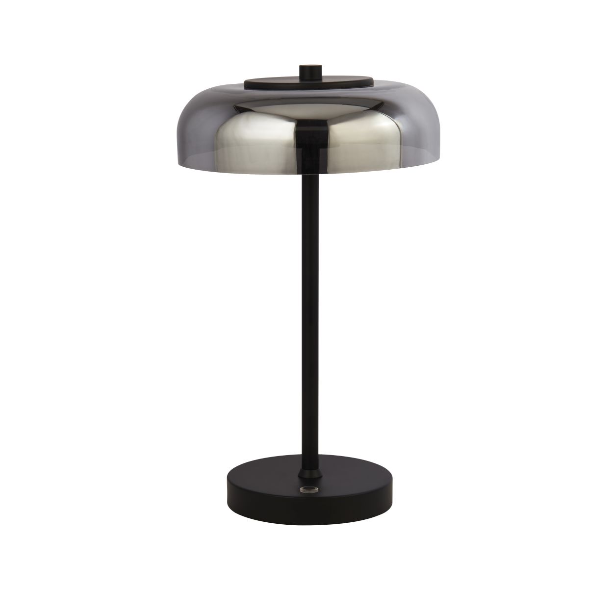 Searchlight Frisbee Tafellamp Zwart Metaal & Smoked Glas