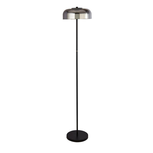 Searchlight Frisbee Vloerlamp Zwart Metaal & Smoked Glas