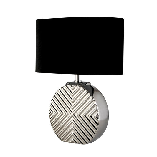 Searchlight Regen Tafellamp Chroom Ceramic with Zwart Stof Lampenkap