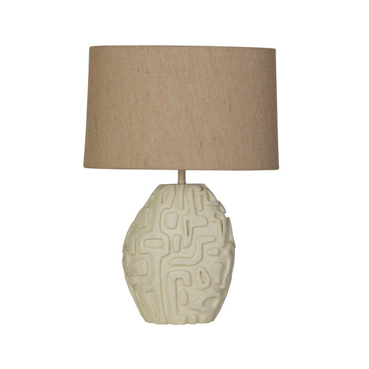 Searchlight Adelaide 1Lt Tafellamp, Crème Hars with Oatmeal Linnen Shad