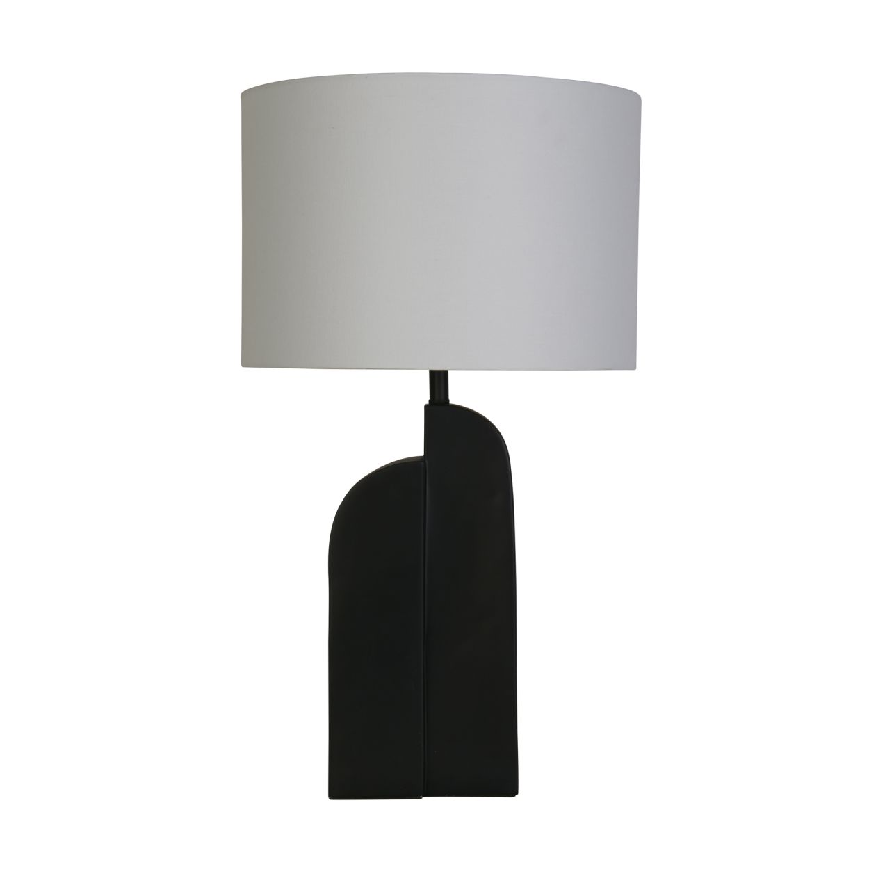 Searchlight Perth 1Lt Tafellamp, Mat Zwart Hars & Wit Linnen Lampenkap