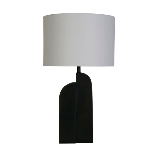 Searchlight Perth 1Lt Tafellamp, Mat Zwart Hars & Wit Linnen Lampenkap