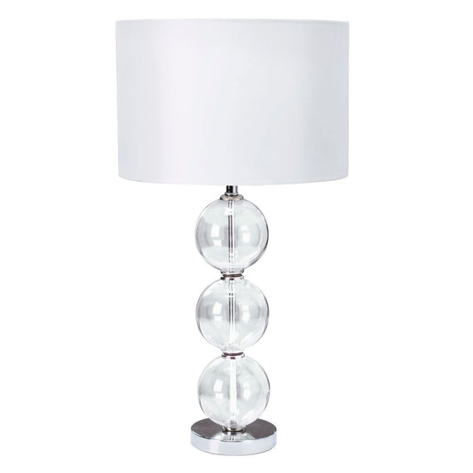 Searchlight Bliss Tafellamp Glas & Wit Linnen Lampenkap