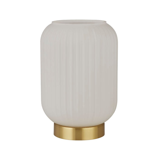 Searchlight Pearl Tafellamp Wit Mat Glas & Satin Messing Metaal