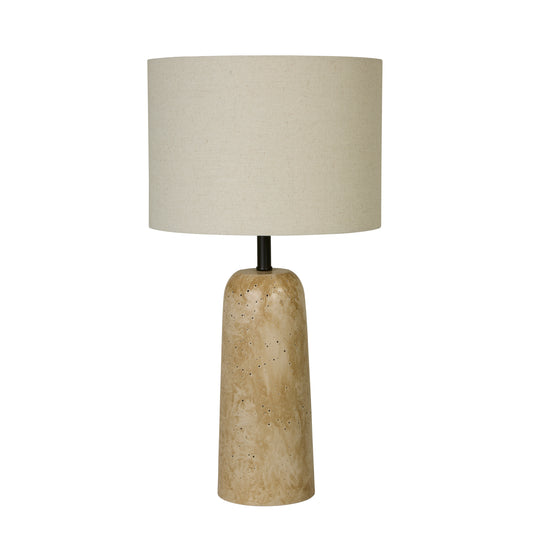 Searchlight Agra Tafellamp Travertine effect & Stof Lampenkap