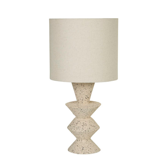Searchlight Malacca Tafellamp Stoneware & Wit Stof Lampenkap