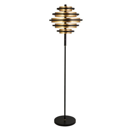 Searchlight Hive 5Lt Vloerlamp Zwart Metaal & Goud Leaf