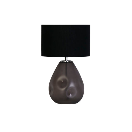 Searchlight Devon 1Lt Tafellamp, Zwart Punched Glas with Zwart Linnen