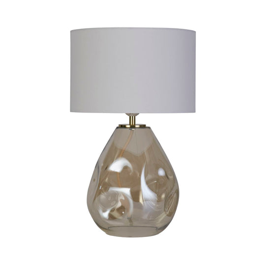 Searchlight Devon 1Lt Tafellamp, Champagne Punched Glas with Off Wit