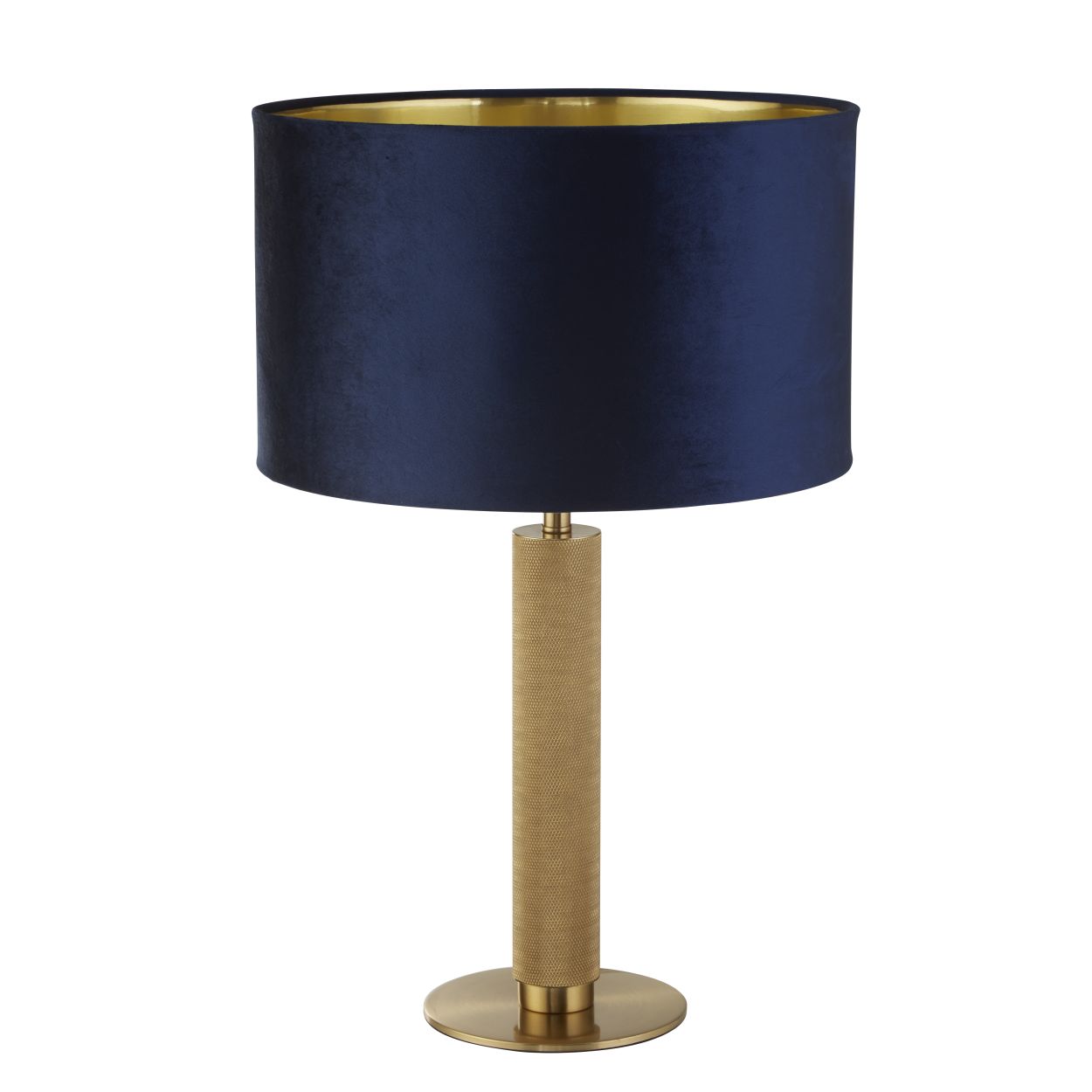 Searchlight London Tafellamp Knurled Messing & Navy Velours Lampenkap
