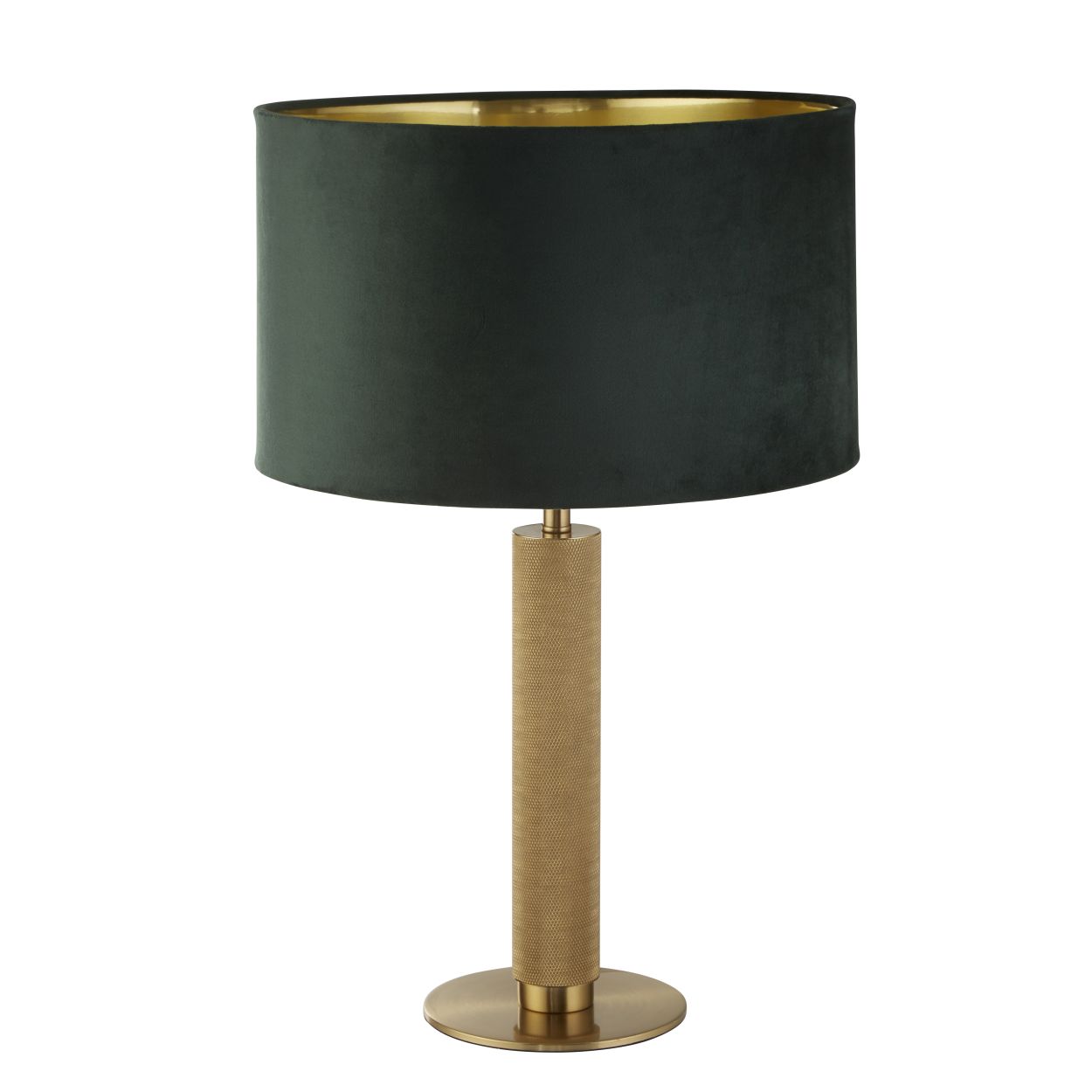Searchlight London Tafellamp Knurled Messing & Groen Velours Lampenkap