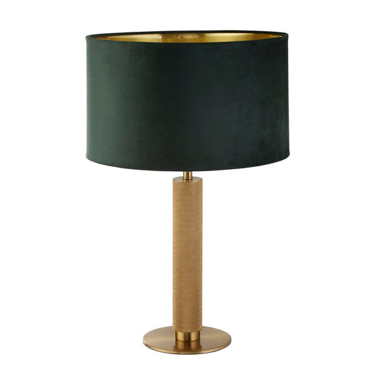Searchlight London Tafellamp Knurled Messing & Groen Velours Lampenkap