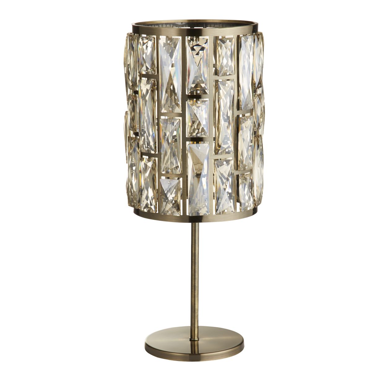 Searchlight Bijou Tafellamp Antique Messing Metaal & Champagne Glas