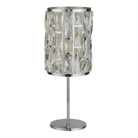 Searchlight Bijou Tafellamp Chroom Metaal & Kristal Glas