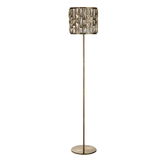 Searchlight Bijou Vloerlamp Antique Messing Metaal & Champagne Glas