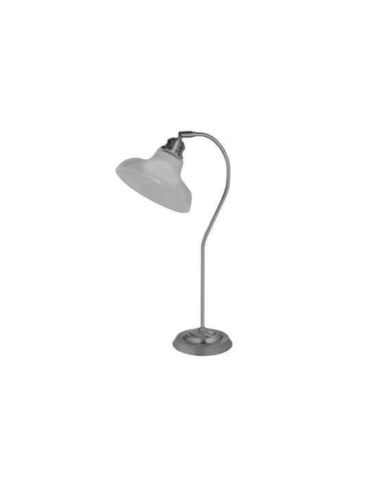 Searchlight Bistro III Tafellamp Satin Zilver & Holphane Style Glas
