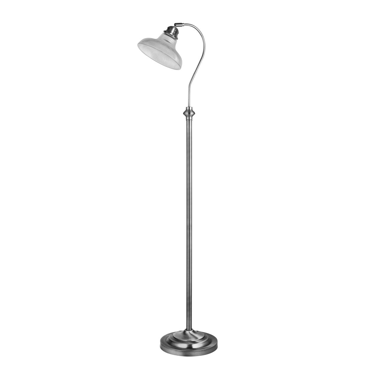 Searchlight Bistro III Vloerlamp Satin Zilver & Holphane Style Glas