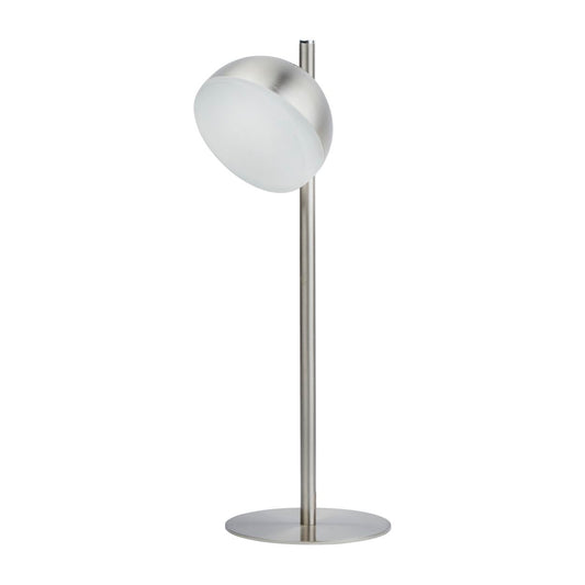 Searchlight Tully Tafellamp Satin Zilver Metaal & Mat Lampenkap