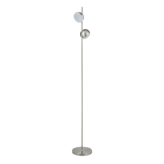 Searchlight Tully Vloerlamp Satin Zilver Metaal & Mat Lampenkap