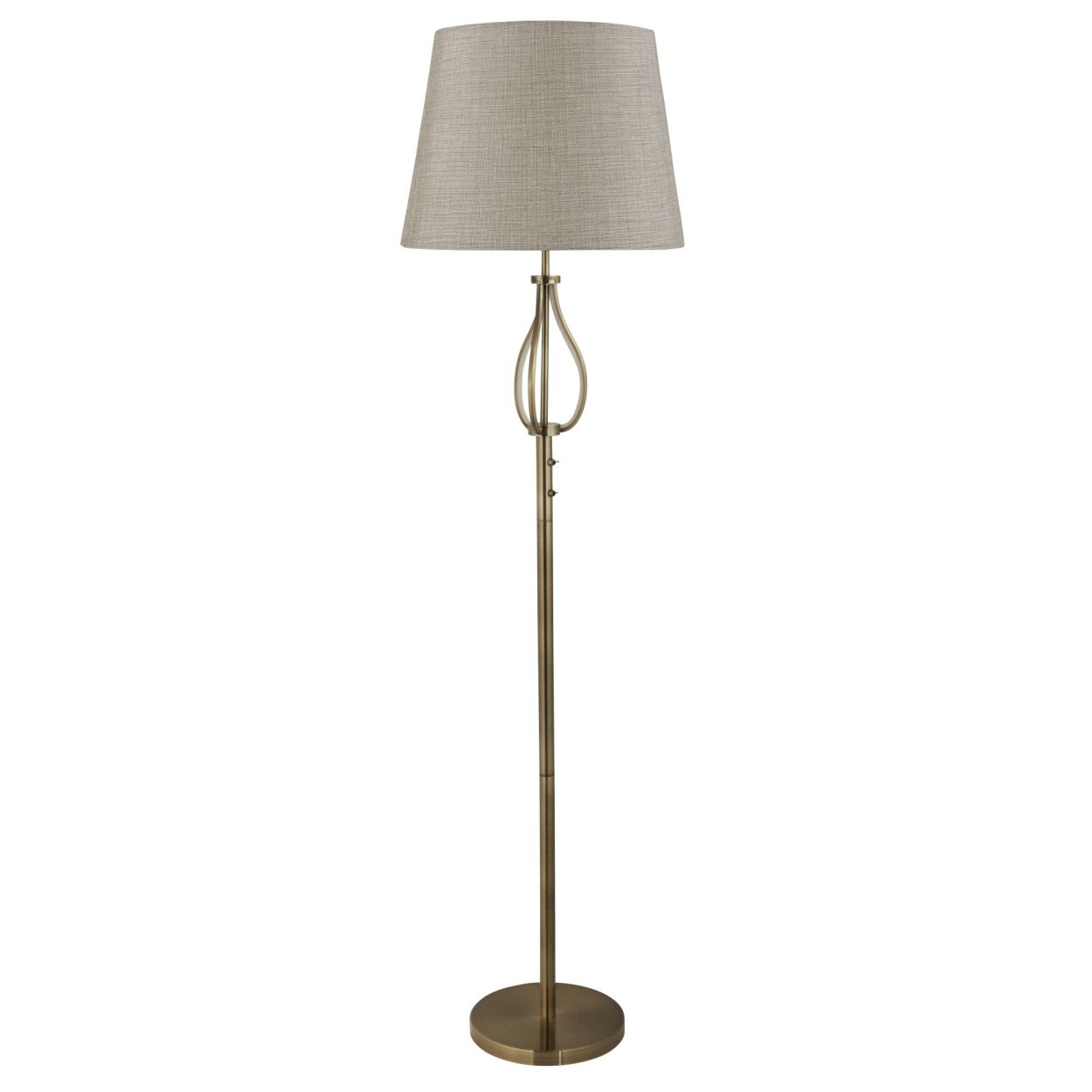 Searchlight Vegas Floor Light Antique Messing Metaal & Crème Hessian Lampenkap