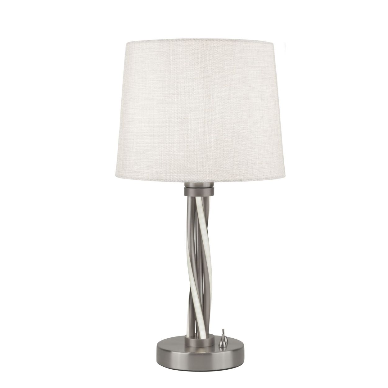 Searchlight Vegas Tafellamp Satin Zilver Metaal & Ivoor Hessian Lampenkap