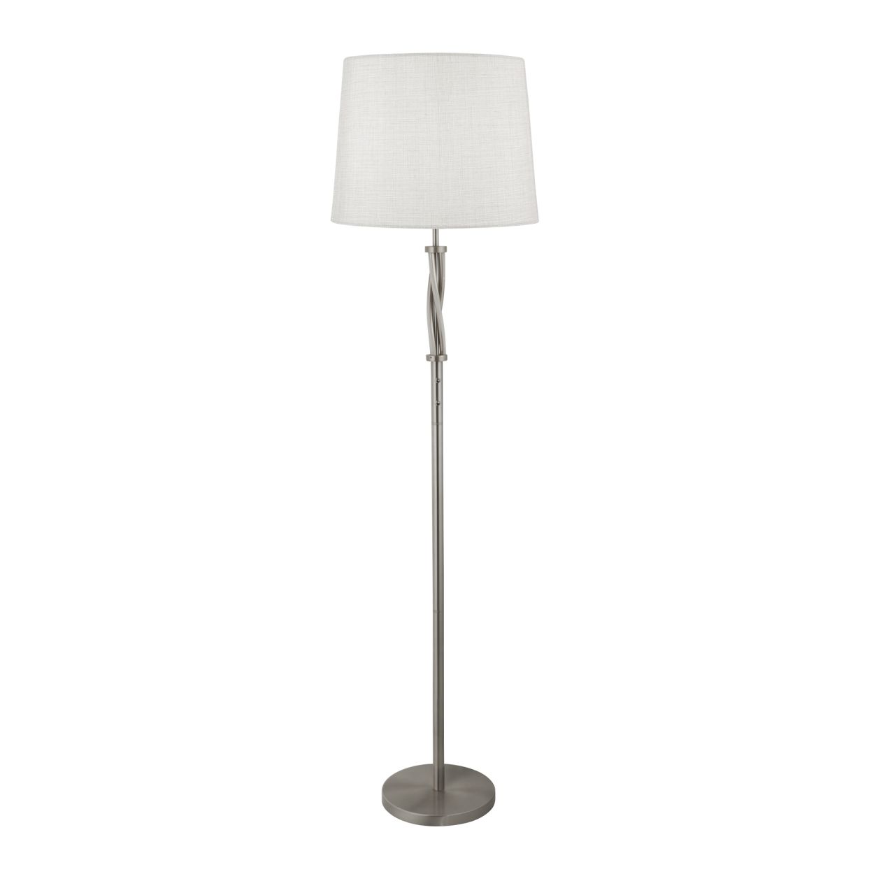 Searchlight Vegas Vloerlamp Satin Zilver Metaal & Ivoor Hessian Lampenkap