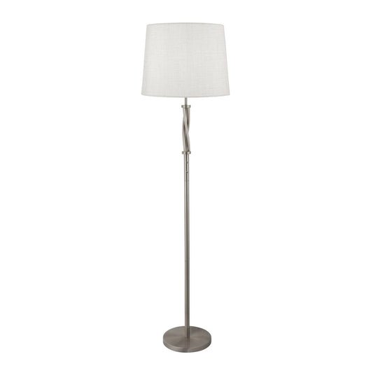 Searchlight Vegas Vloerlamp Satin Zilver Metaal & Ivoor Hessian Lampenkap