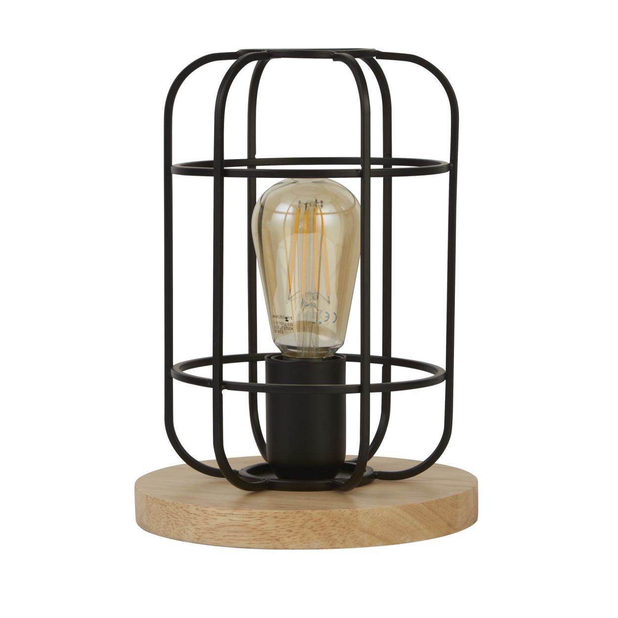 Searchlight Vision Tafellamp Mat Zwart Metaal & Hout
