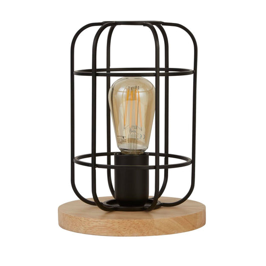 Searchlight Vision Tafellamp Mat Zwart Metaal & Hout