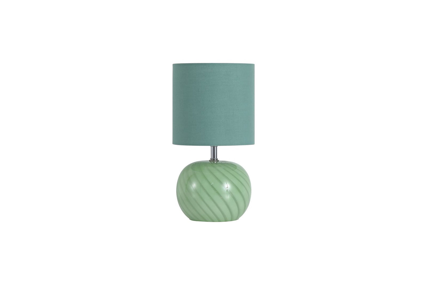 Searchlight Fete 1Lt Tafellamp, Groen Glas with Linnen Lampenkap