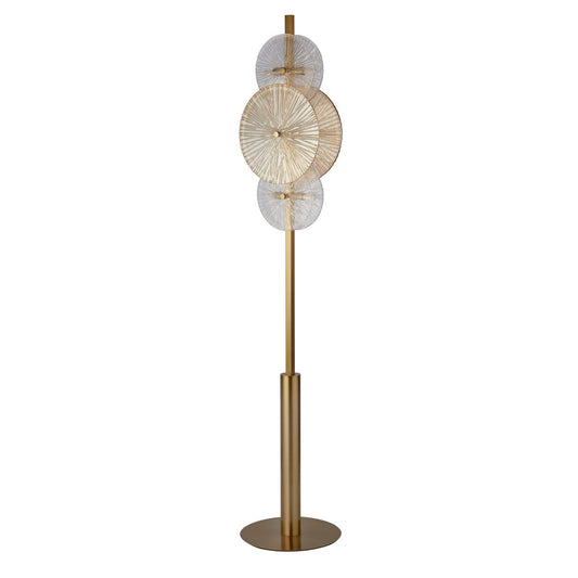 Searchlight Wagon Wheel 6Lt Vloerlamp Brons Metaal, Helder, Amber Glas