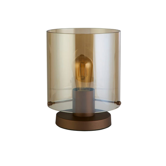Searchlight Sweden 1Lt Tafellamp, Mocha Metaal with Amber Glas