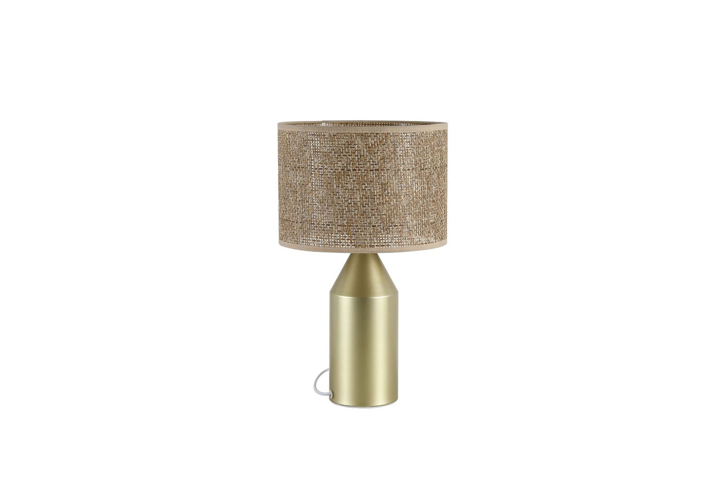 Searchlight Pheobe 1Lt Tafellamp, Goud Metaal with Rotan Lampenkap