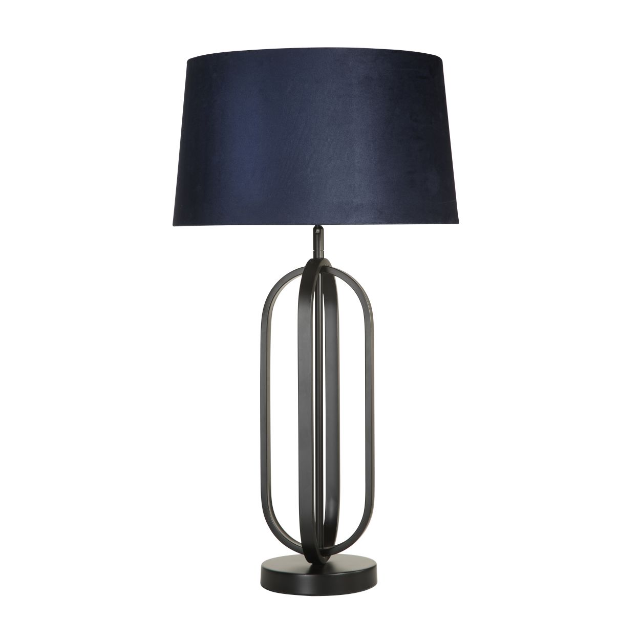 Searchlight Chic Tafellamp Zwart Metaal with Navy Lampenkap