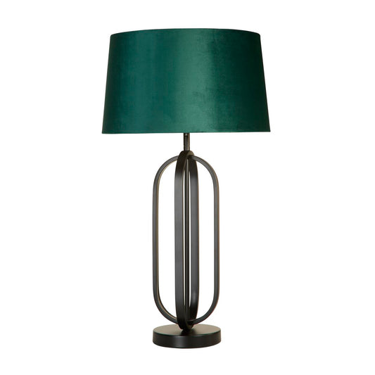 Searchlight Chic Tafellamp Zwart Metaal with Emerald Lampenkap