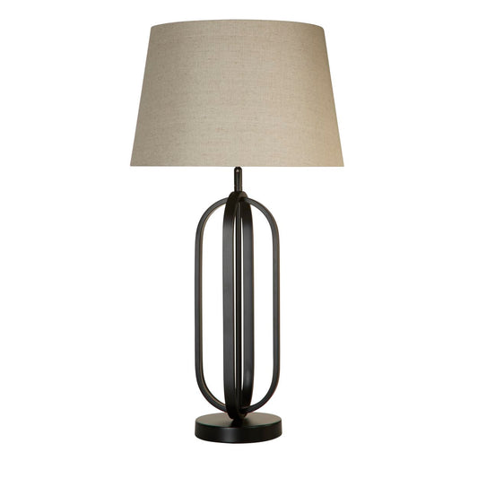 Searchlight Chic Tafellamp Zwart Metaal with Naturel Lampenkap