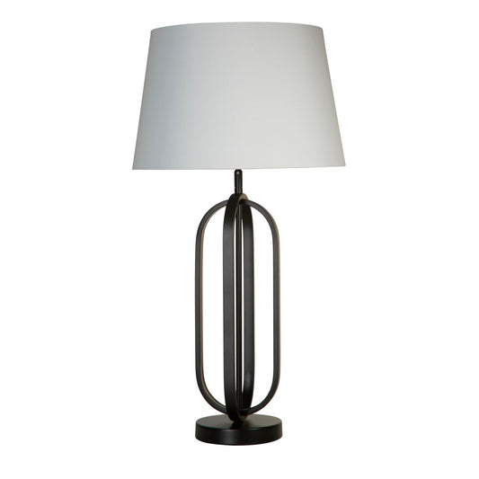 Searchlight Chic Tafellamp Zwart Metaal with Wit Lampenkap