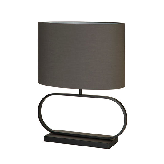 Searchlight Sleek Tafellamp Zwart Metaal with Grijs Lampenkap