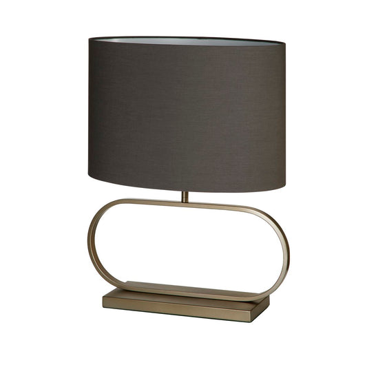 Searchlight Sleek Tafellamp Brons Metaal with Grijs Lampenkap