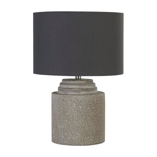 Searchlight Zara Tafellamp Cement Base & Stof Lampenkap