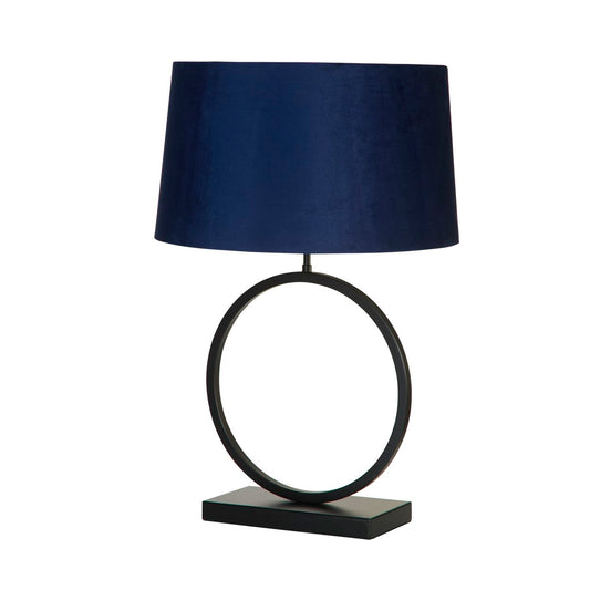 Searchlight Elegant Tafellamp Mat Zwart Metaal With Navy Lampenkap